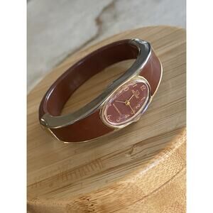 Vintage Women's Nelsonic Antimagnetic Handwind Mechanical Bangle Watch Maroon